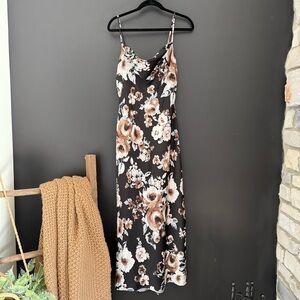 BCX Black and Brown Floral Midi Dress